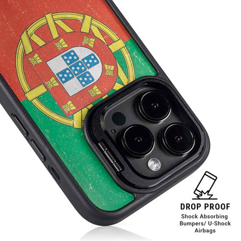 Portugal Flag Distressed iPhone 13 Pro Kickstand Case